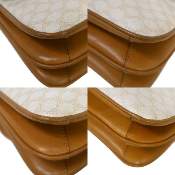 CELINE Macadam Pattern Crossbody Shoulder Bag PVC Leather White Brown - Picture 9 of 16